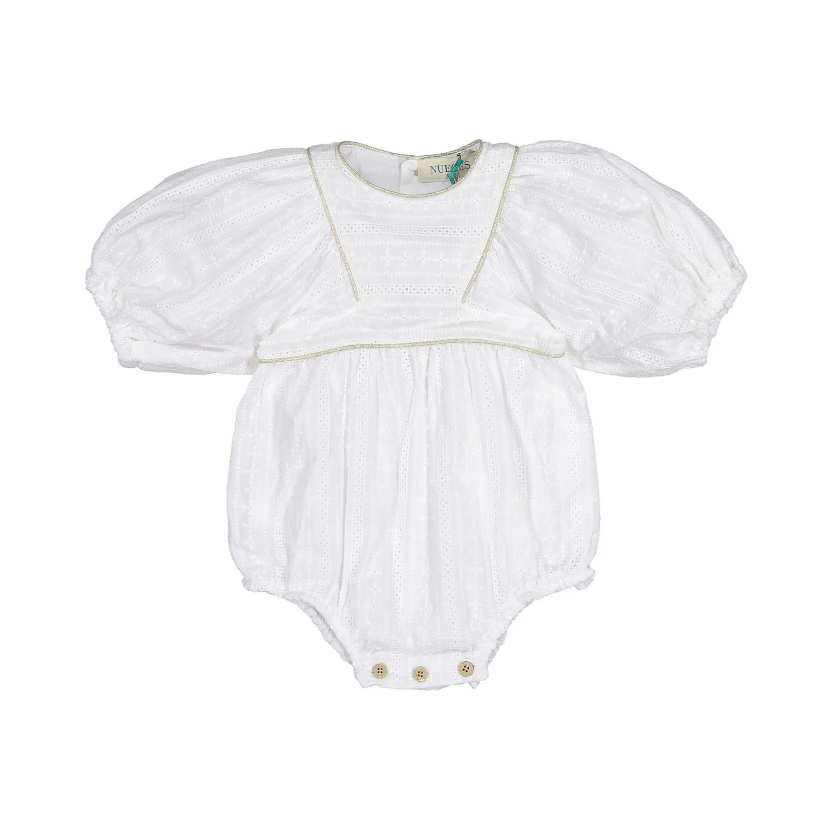 Nueces White Embroidered Voile Sun Romper