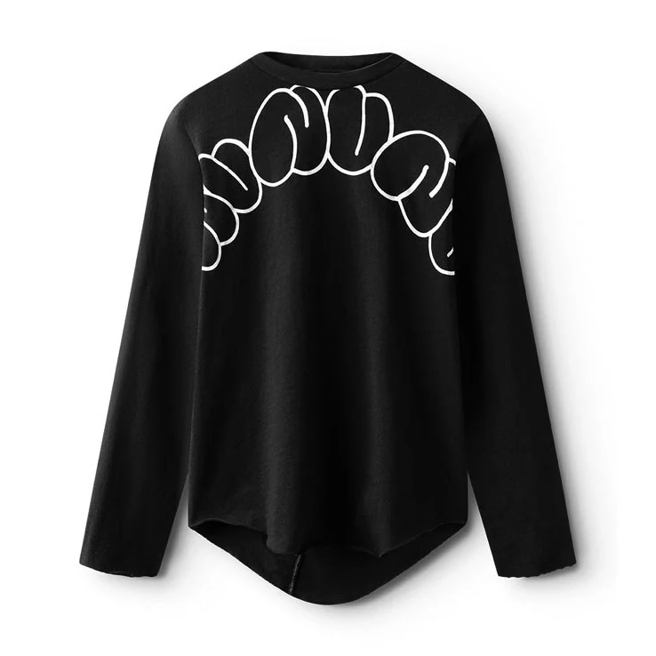 NUNUNU Black Bubbly Rounded Shirt