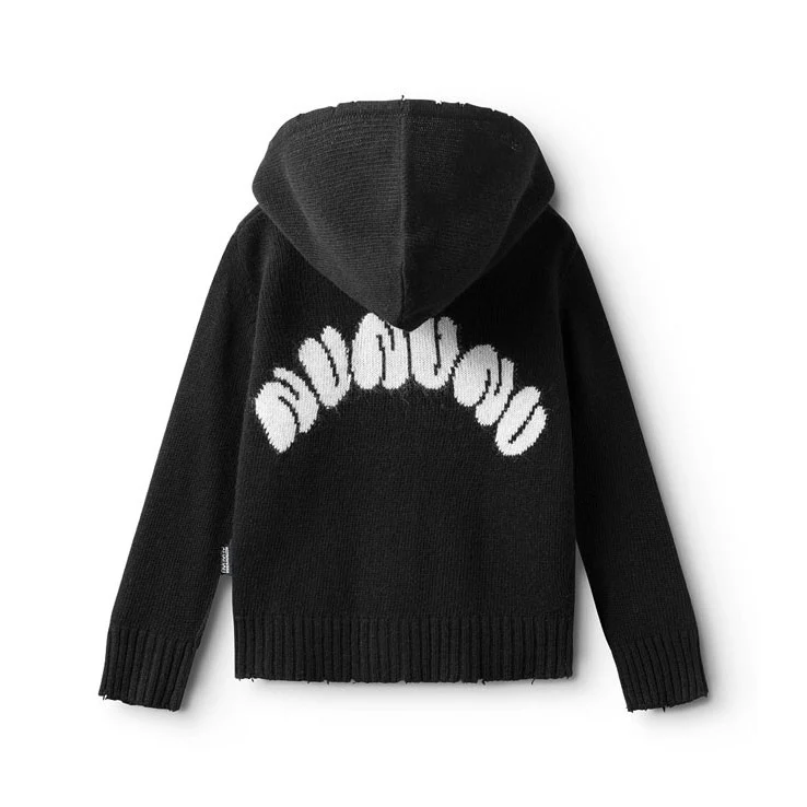 NUNUNU Black Knit Zip Hoodie - Image 2