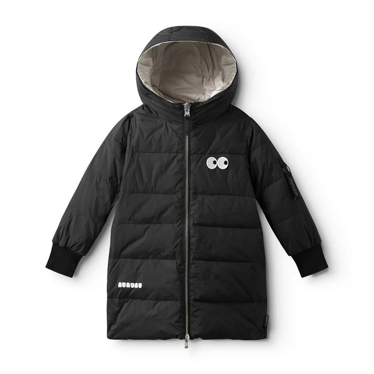 NUNUNU Black Reversible Side Eye Down Coat