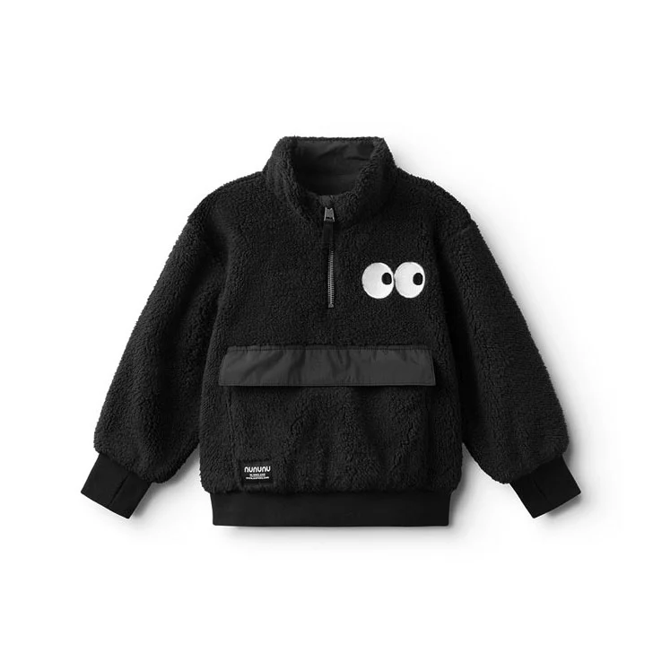 NUNUNU Black Sherpa Pullover