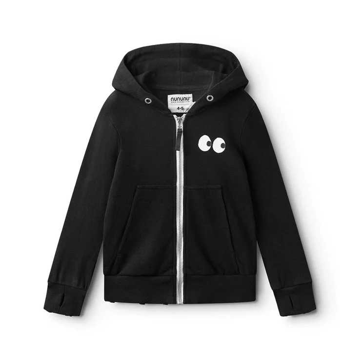 NUNUNU Black Side Eye Zip Hoodie
