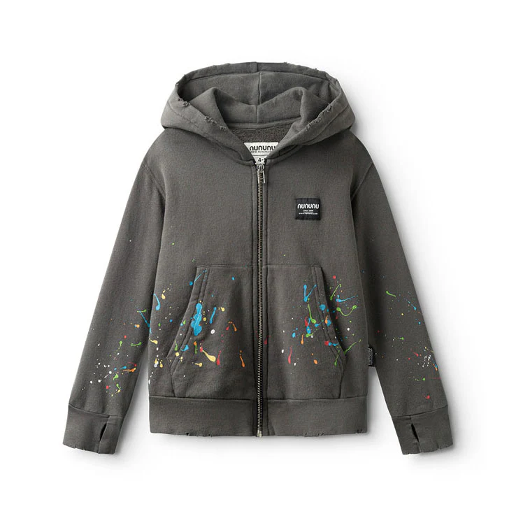 NUNUNU Graphite Splah Of Color Zip Hoodie