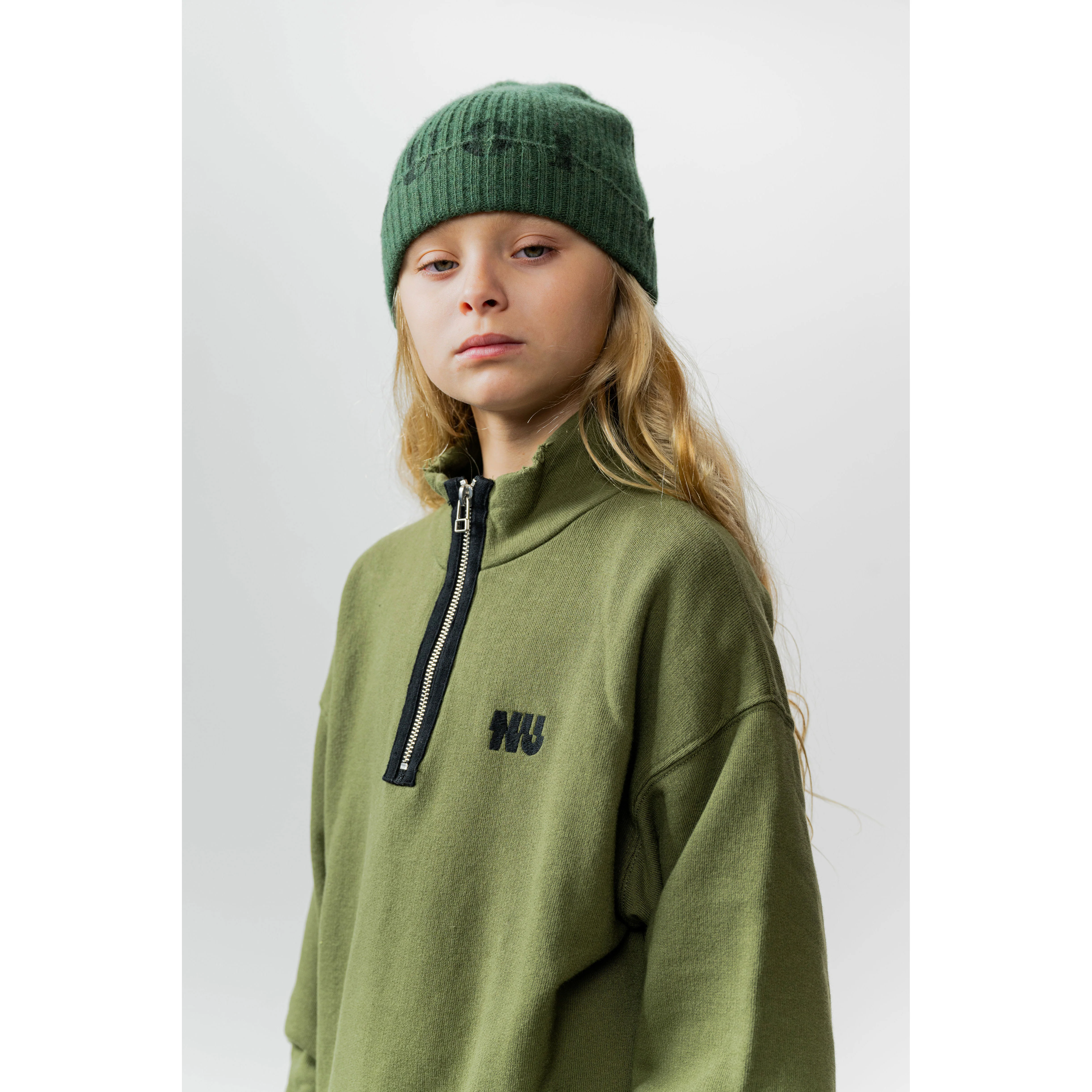 NUNUNU Olive 1/2 Zip Sweatshirt - Image 4