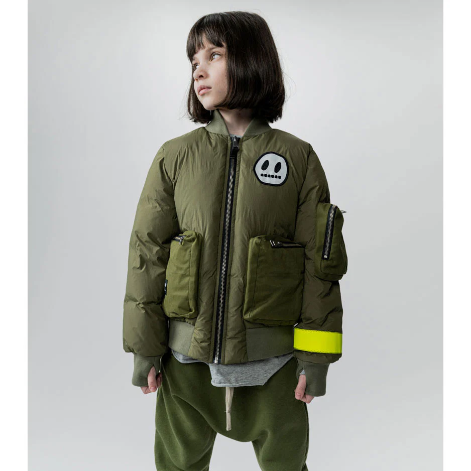 NUNUNU Olive Cargo Bomber Down Jacket - Image 2