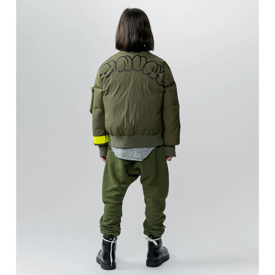 NUNUNU Olive Cargo Bomber Down Jacket - Image 6
