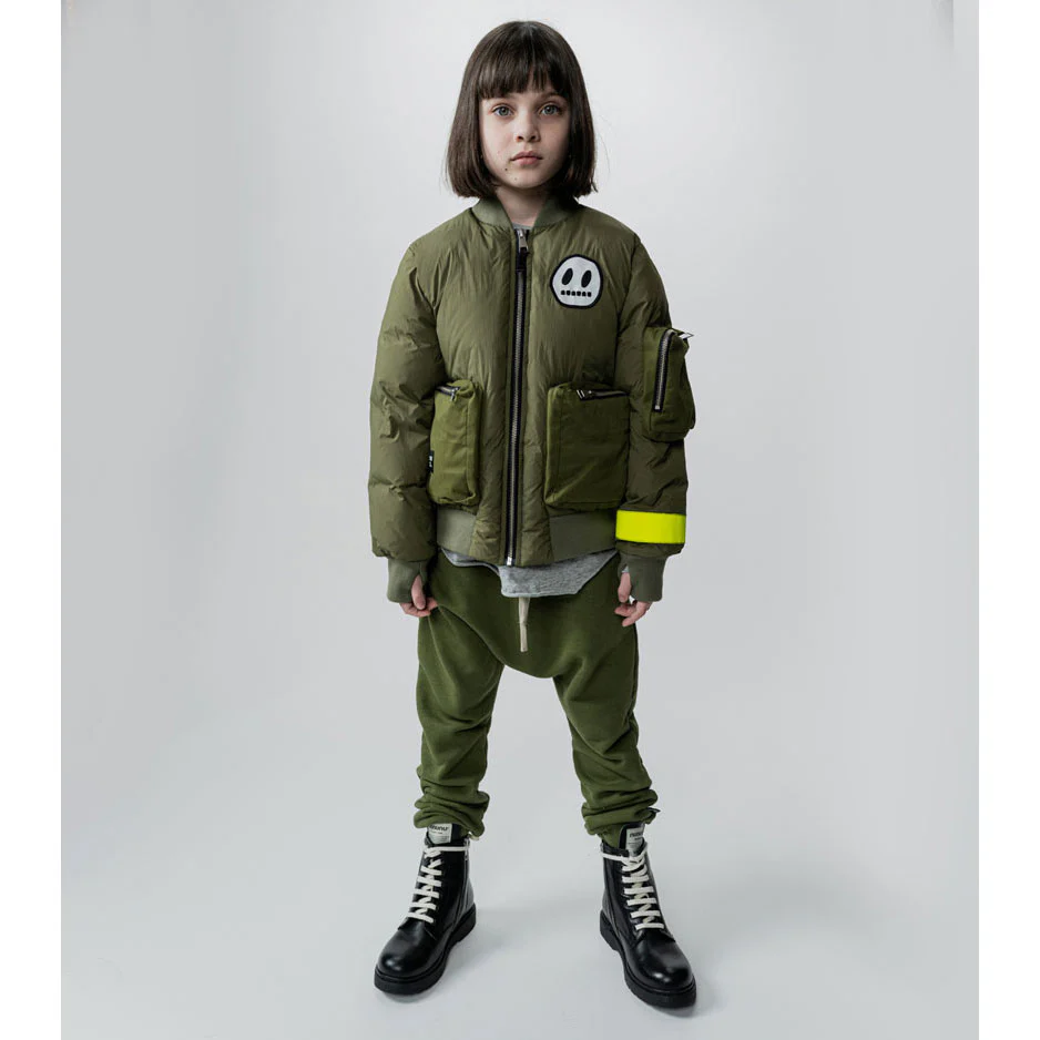 NUNUNU Olive Cargo Bomber Down Jacket - Image 7