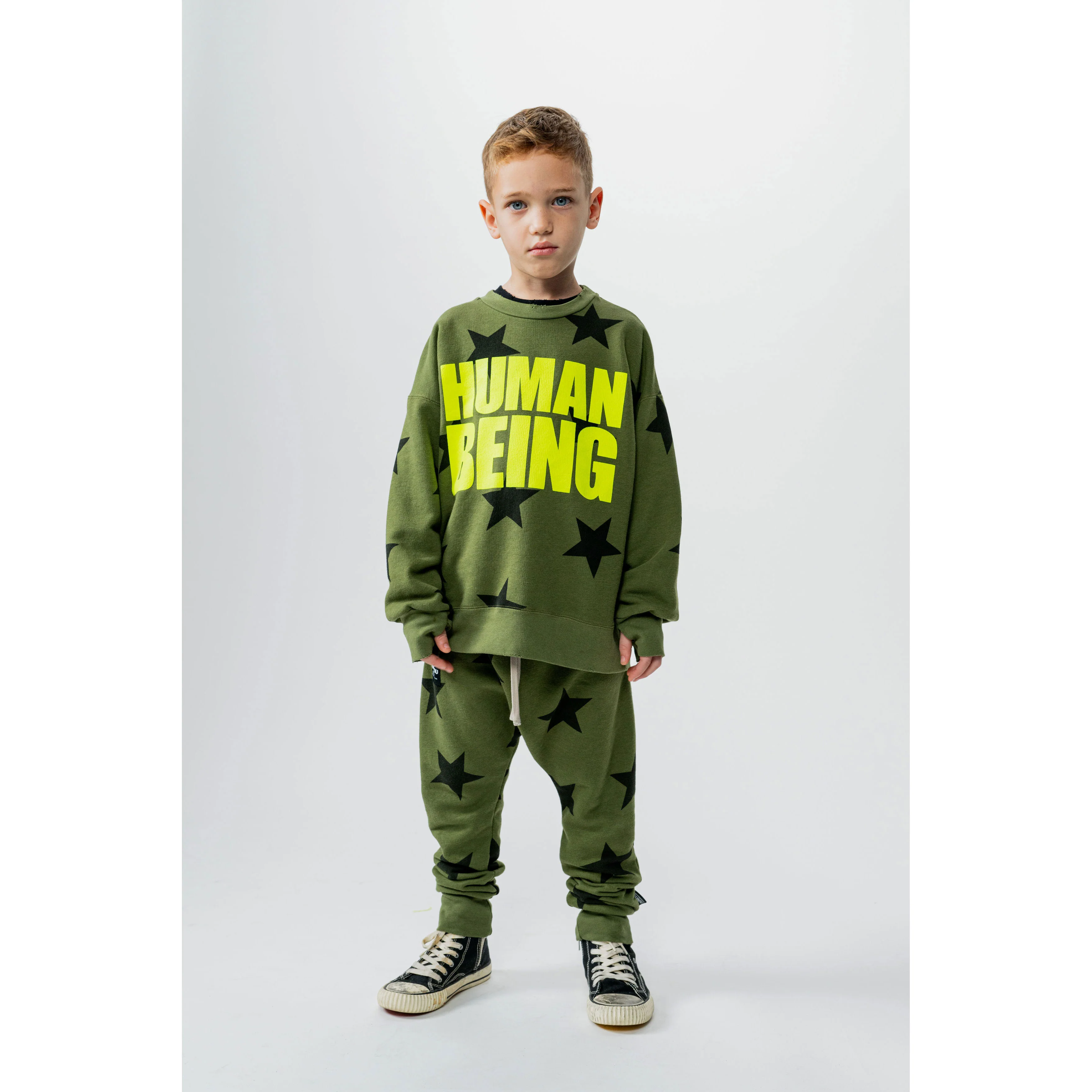 NUNUNU Olive Only Human Sweatshirt - Image 2