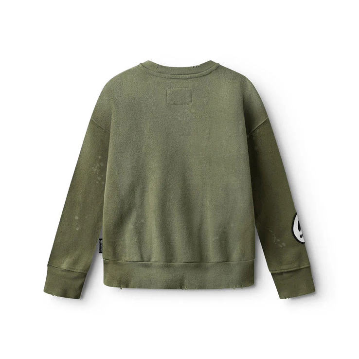 NUNUNU Olive Vintage Smile Sweatshirt - Image 3