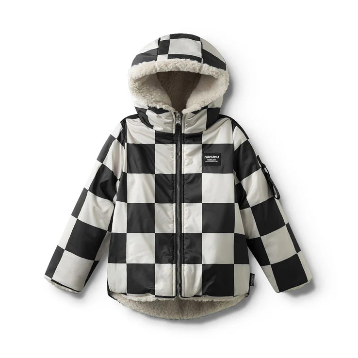 NUNUNU Smokey Natural Reversible Checkmate Down Jacket - Image 2