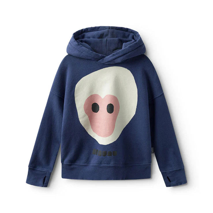 NUNUNU Washed Indigo Monkey Around Hoodie