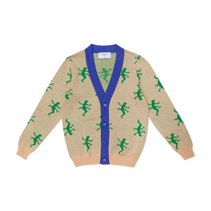 Paade Mode Beige Lizard Pima Knit Cardigan