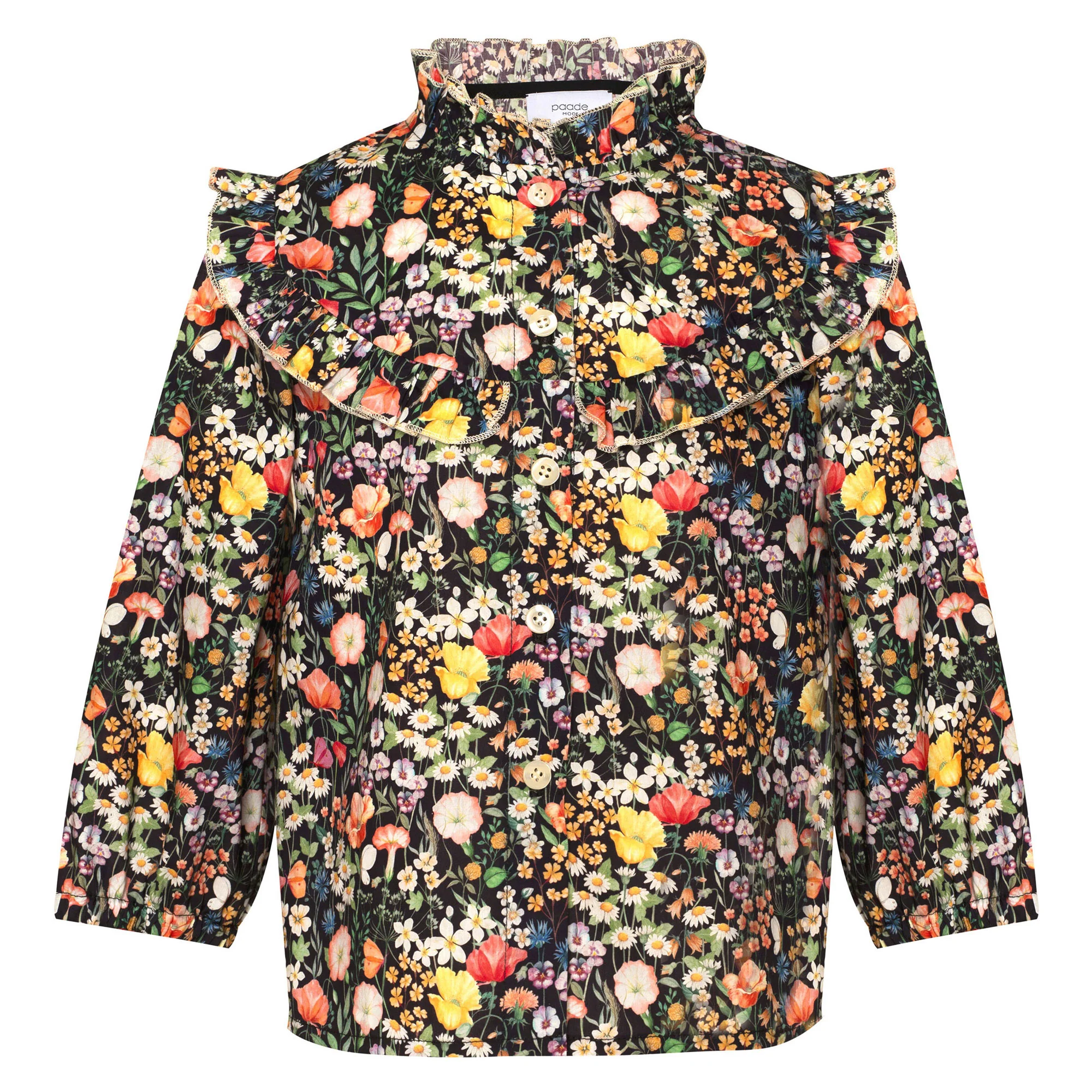Paade Mode Black Wildflower Cotton Blouse