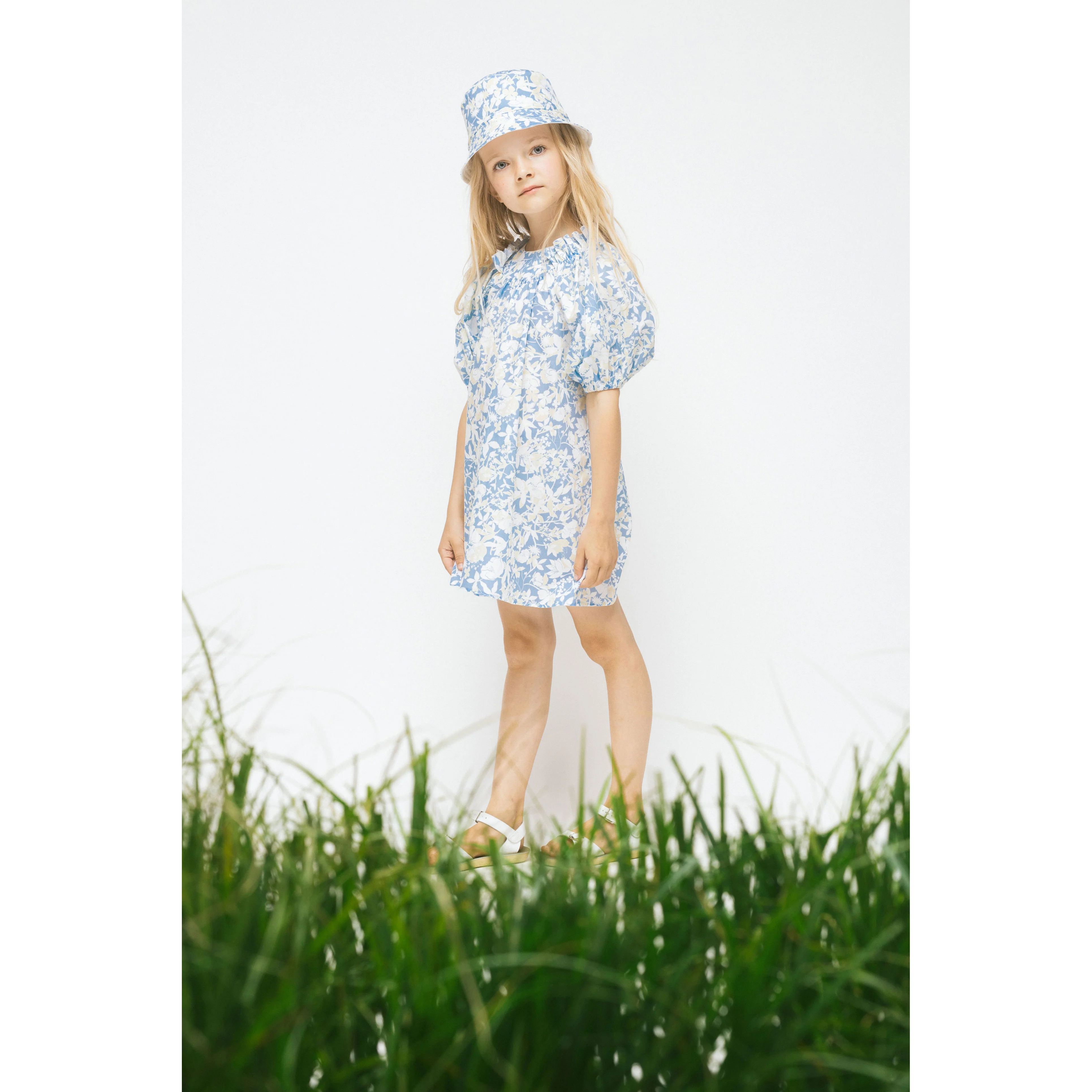 Paade Mode Blue Anemone Cotton Puff Sleeve Dress - Image 2