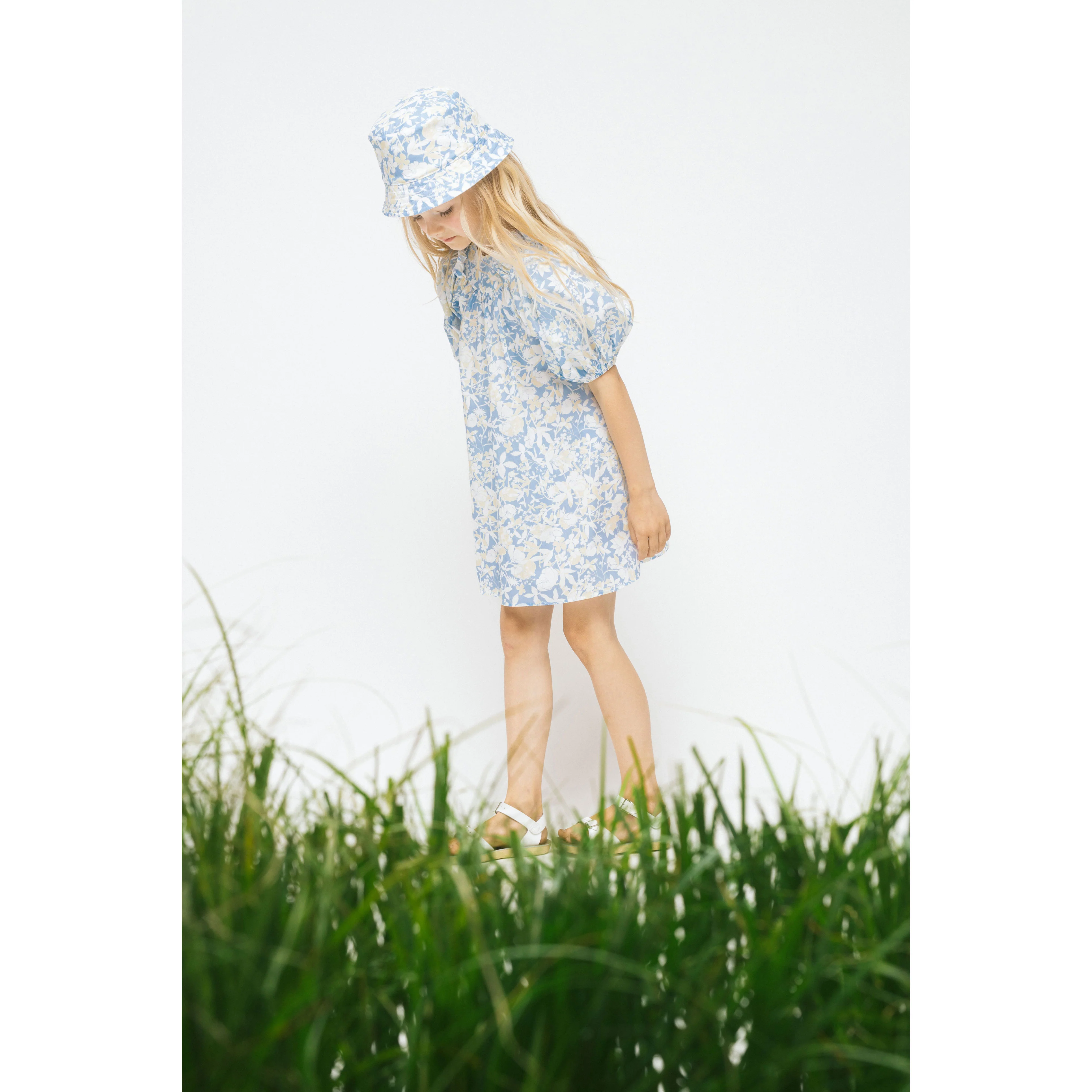 Paade Mode Blue Anemone Cotton Puff Sleeve Dress - Image 3