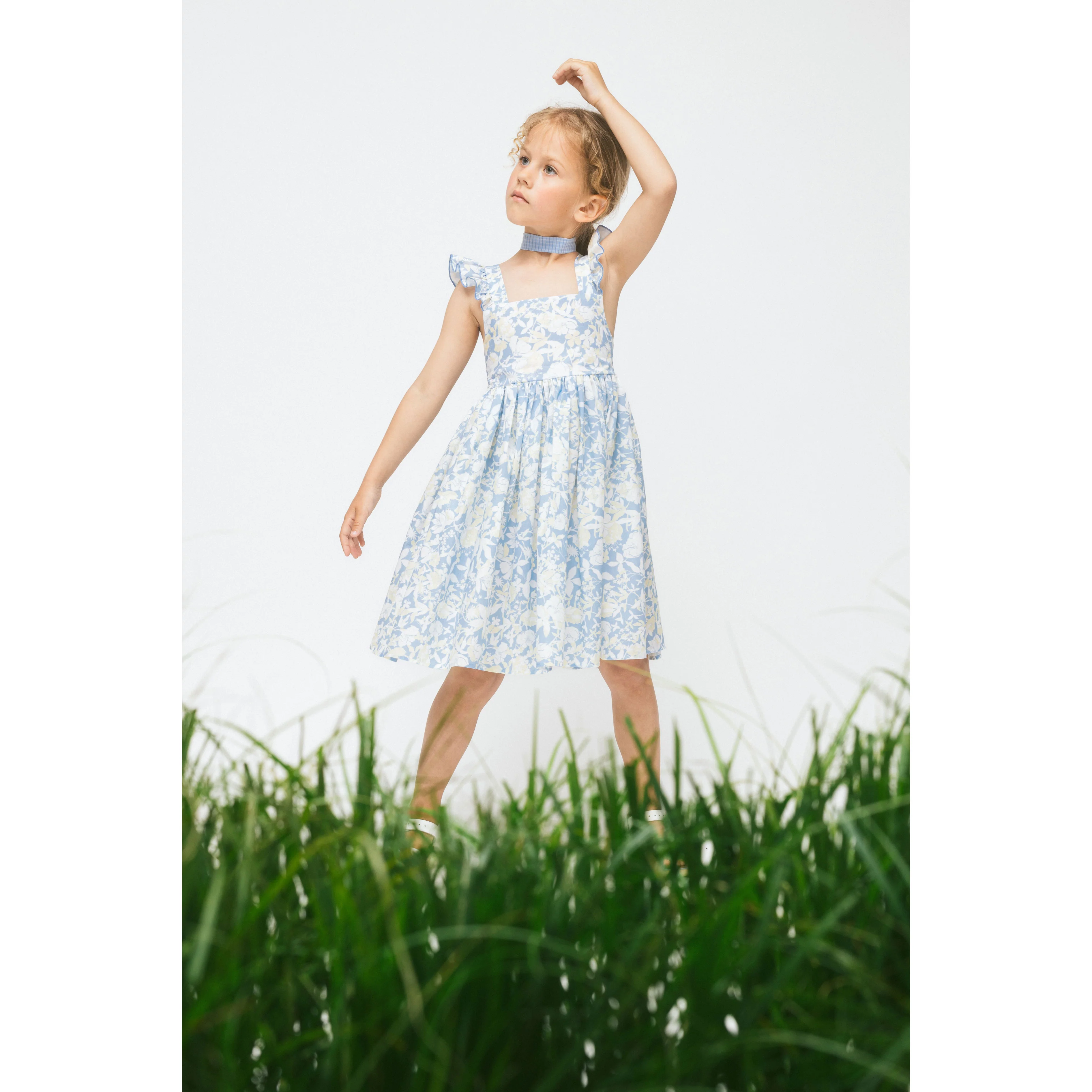 Paade Mode Blue Anemone Cotton Tie Back Dress - Image 2