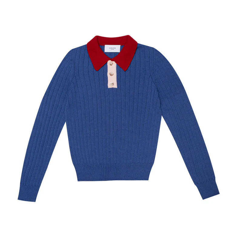 Paade Mode Blue Seamless Knit Polo
