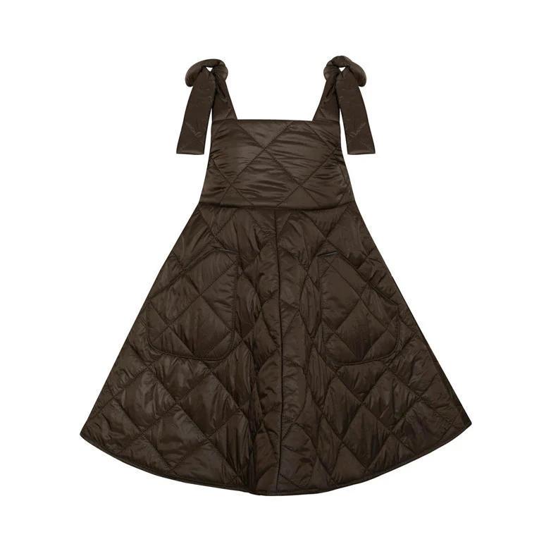 Paade Mode Brown Puffer Pinafore Lane Dress