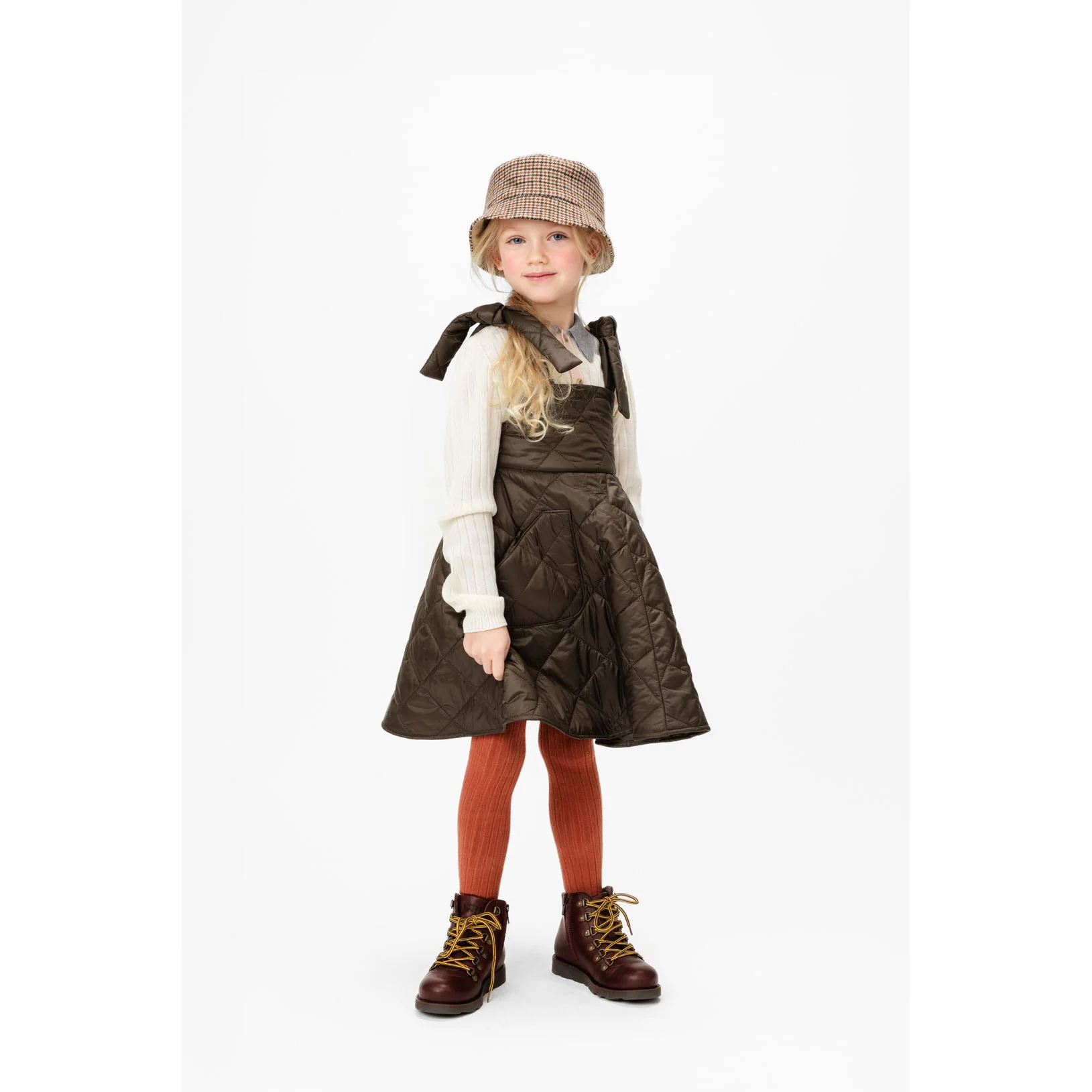 Paade Mode Brown Puffer Pinafore Lane Dress - Image 3