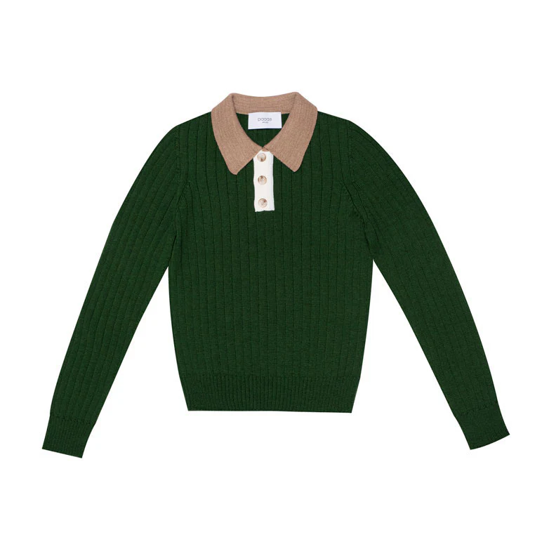 Paade Mode Green Seamless Knit Polo