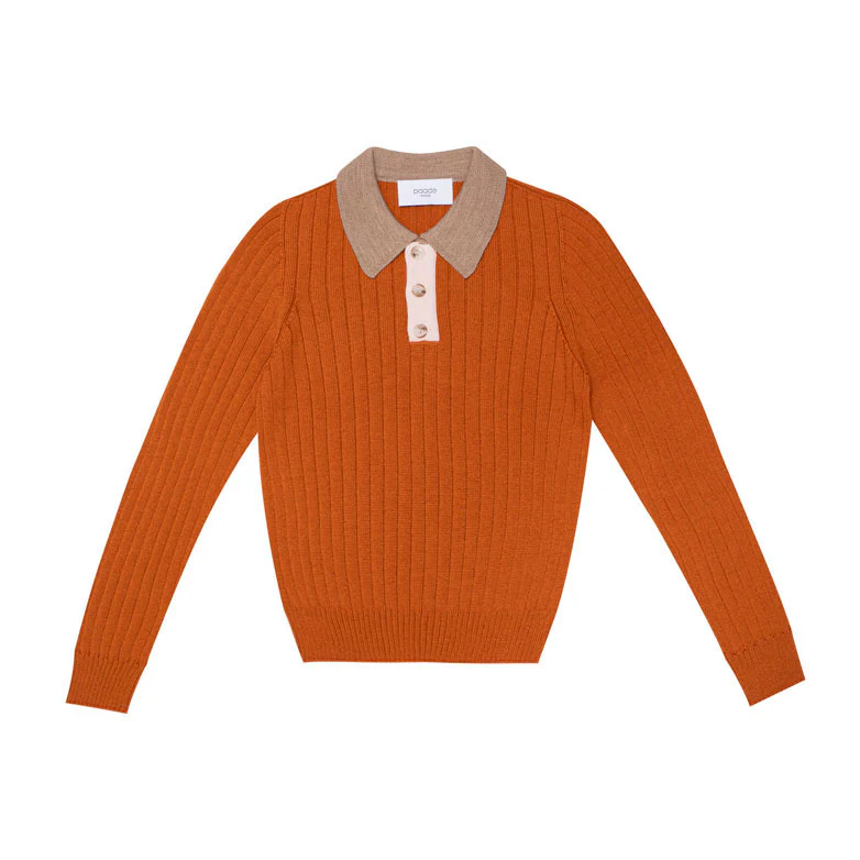 Paade Mode Orange Seamless Knit Polo