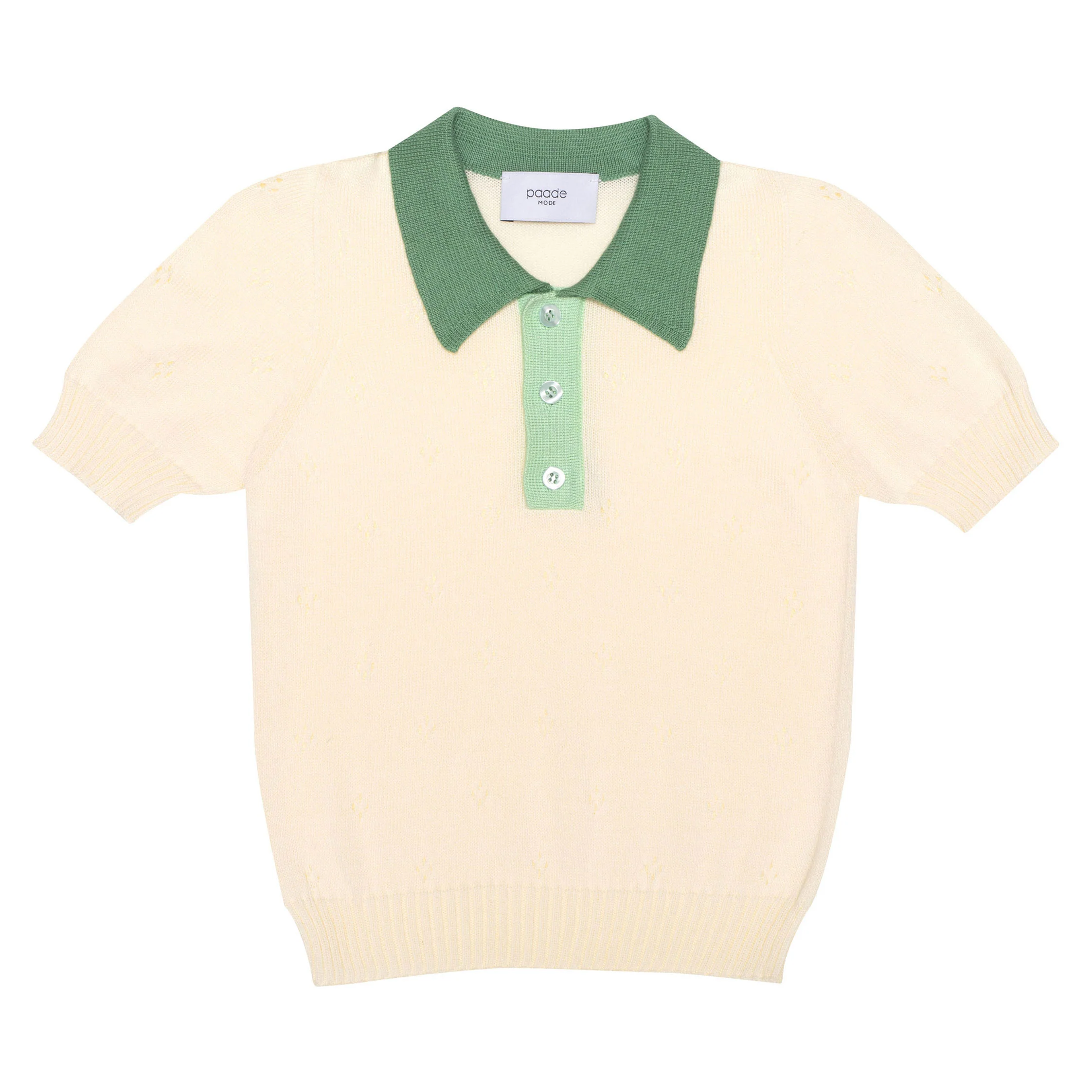 Paade Mode White Lemonade Knit Polo Shirt