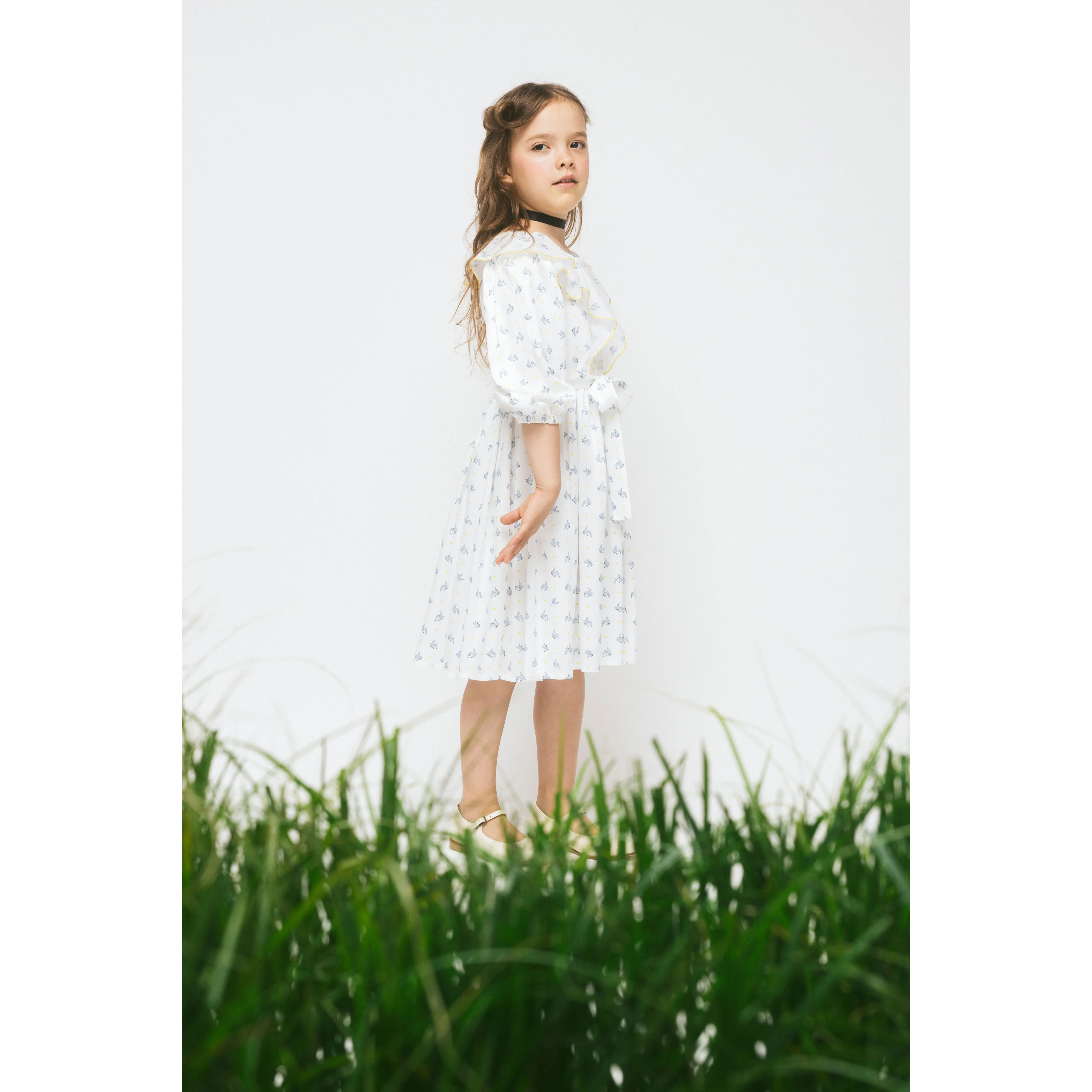 Paade Mode White Pearl Cotton Puff Sleeve Dress - Image 3