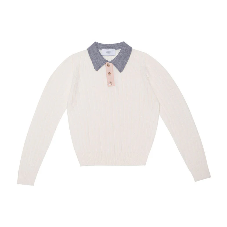 Paade Mode White Seamless Knit Polo