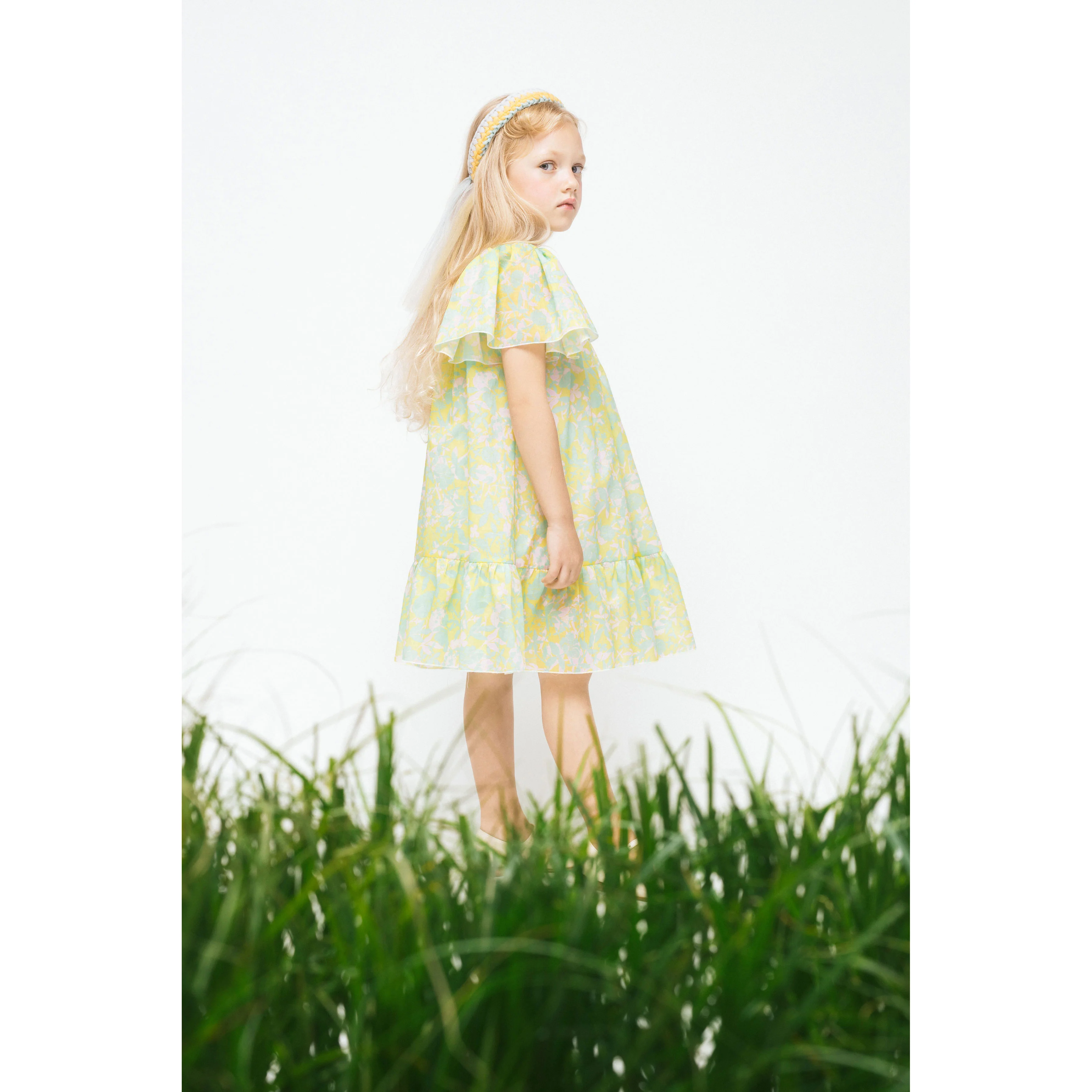 Paade Mode Yellow Anemone Cotton Chiffon Dress - Image 3