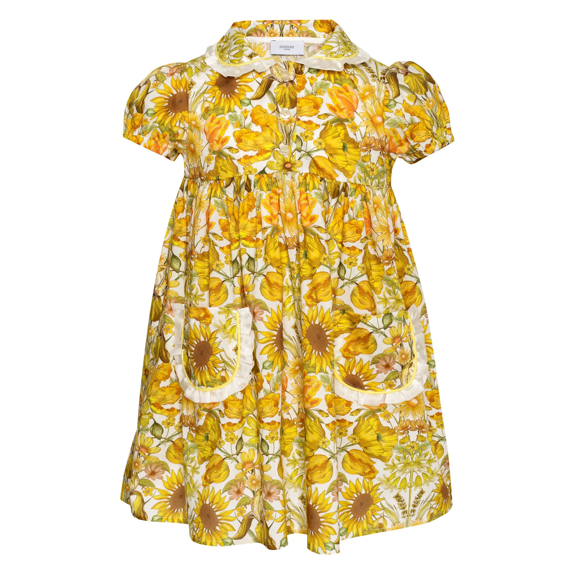 Paade Mode Yellow Sunflower Cotton Dress
