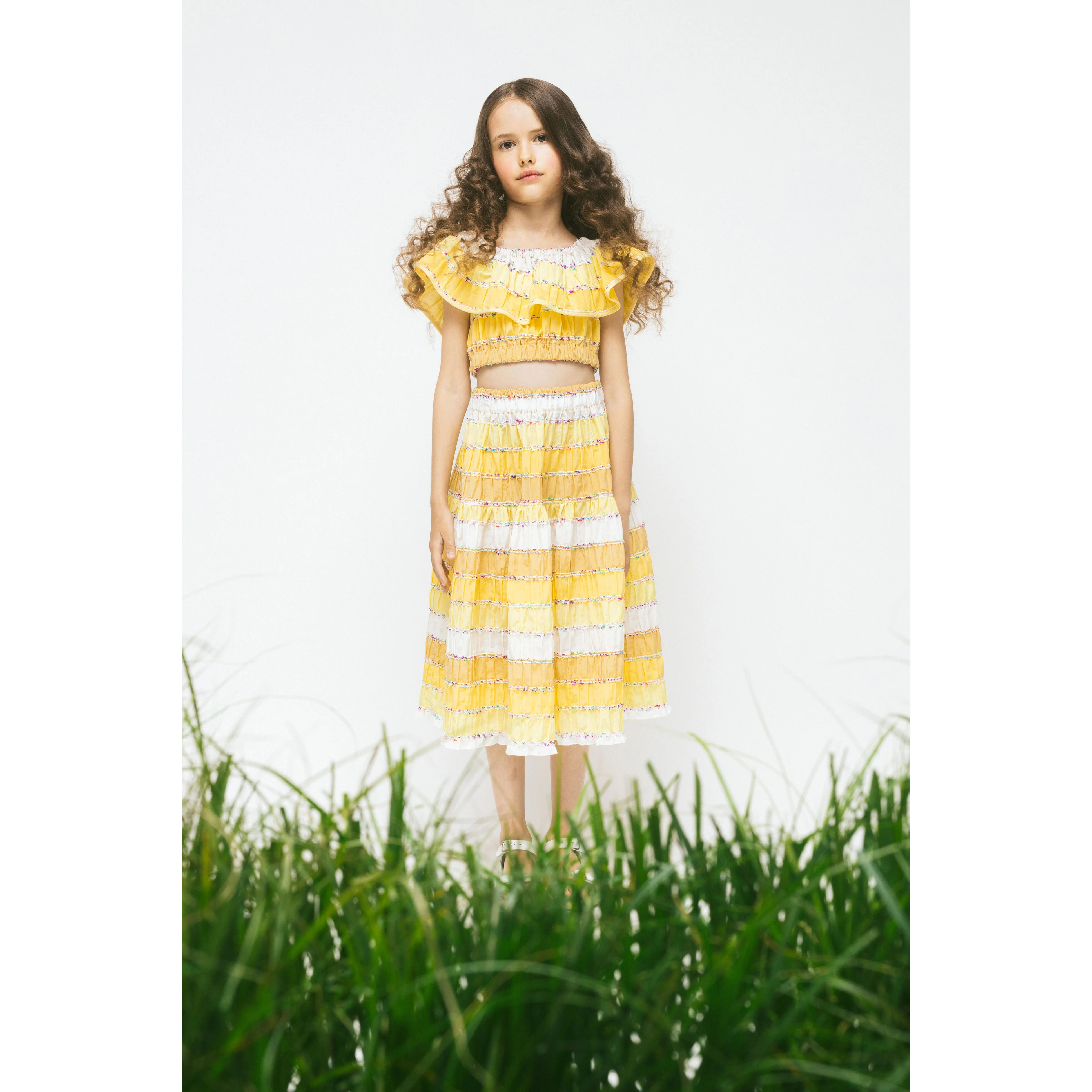 Paade Mode Yellow Sunrise Cotton Skirt - Image 3