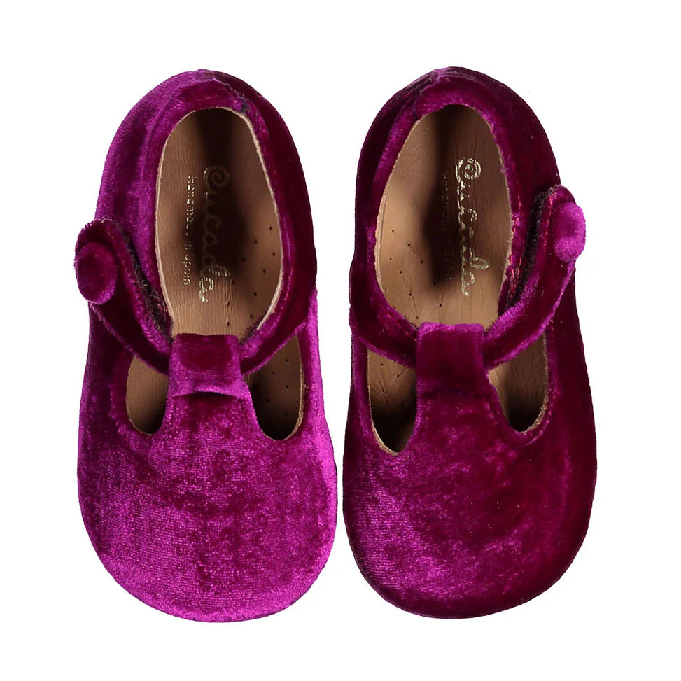 Papanatas Berry Velvet Baby T-straps