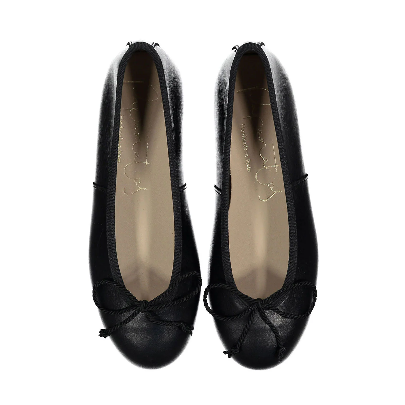 Papanatas Black Leather Ballet Flat