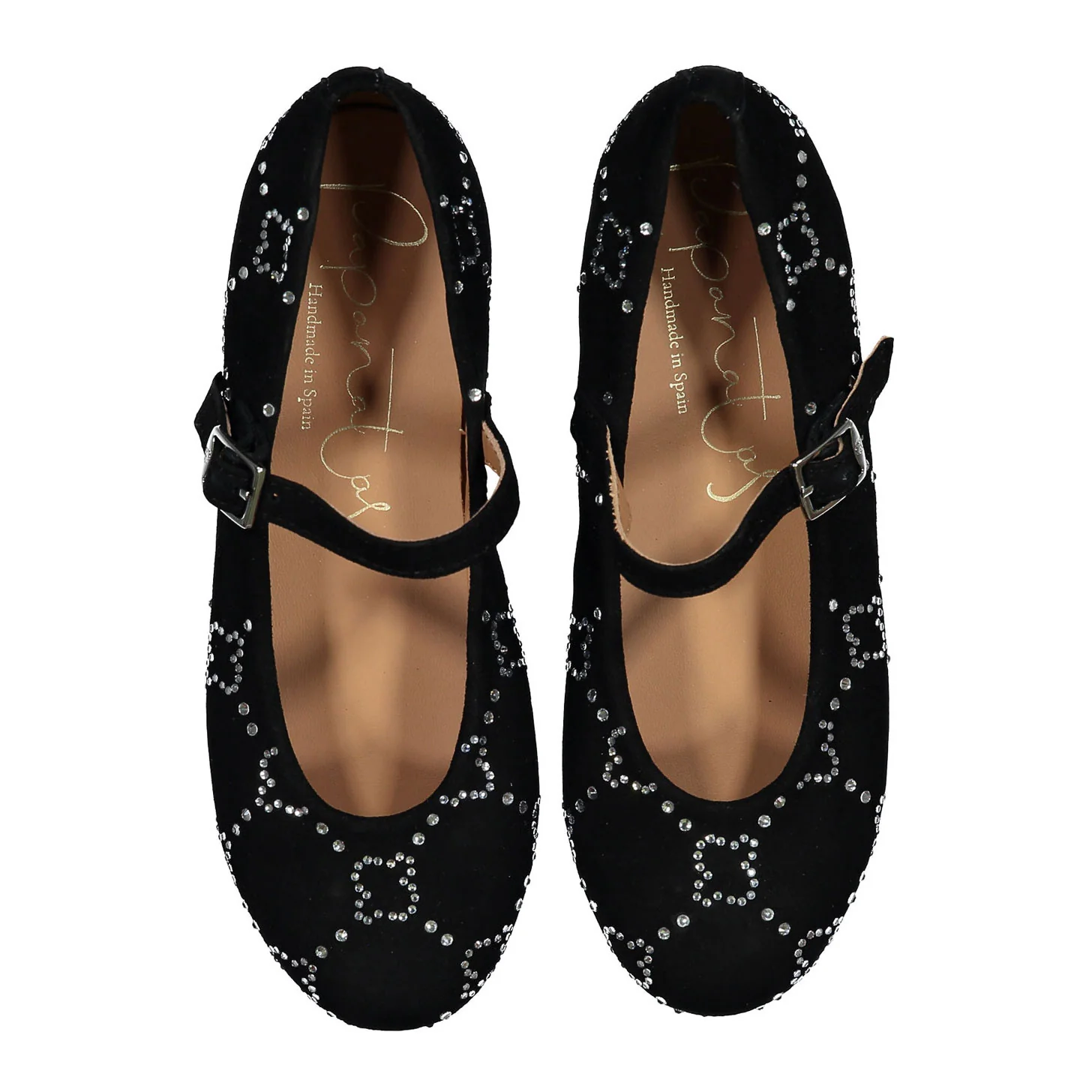 Papanatas Black Rhinestone Design Mary Janes