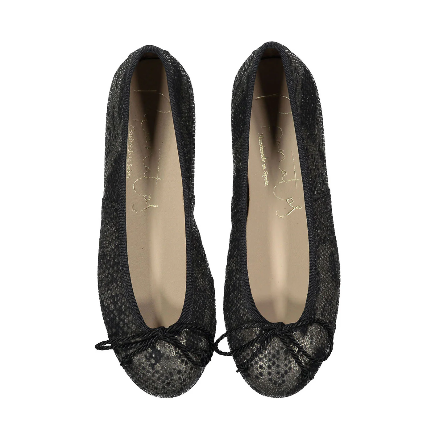 Papanatas Black Snake Detail Ballet Flat