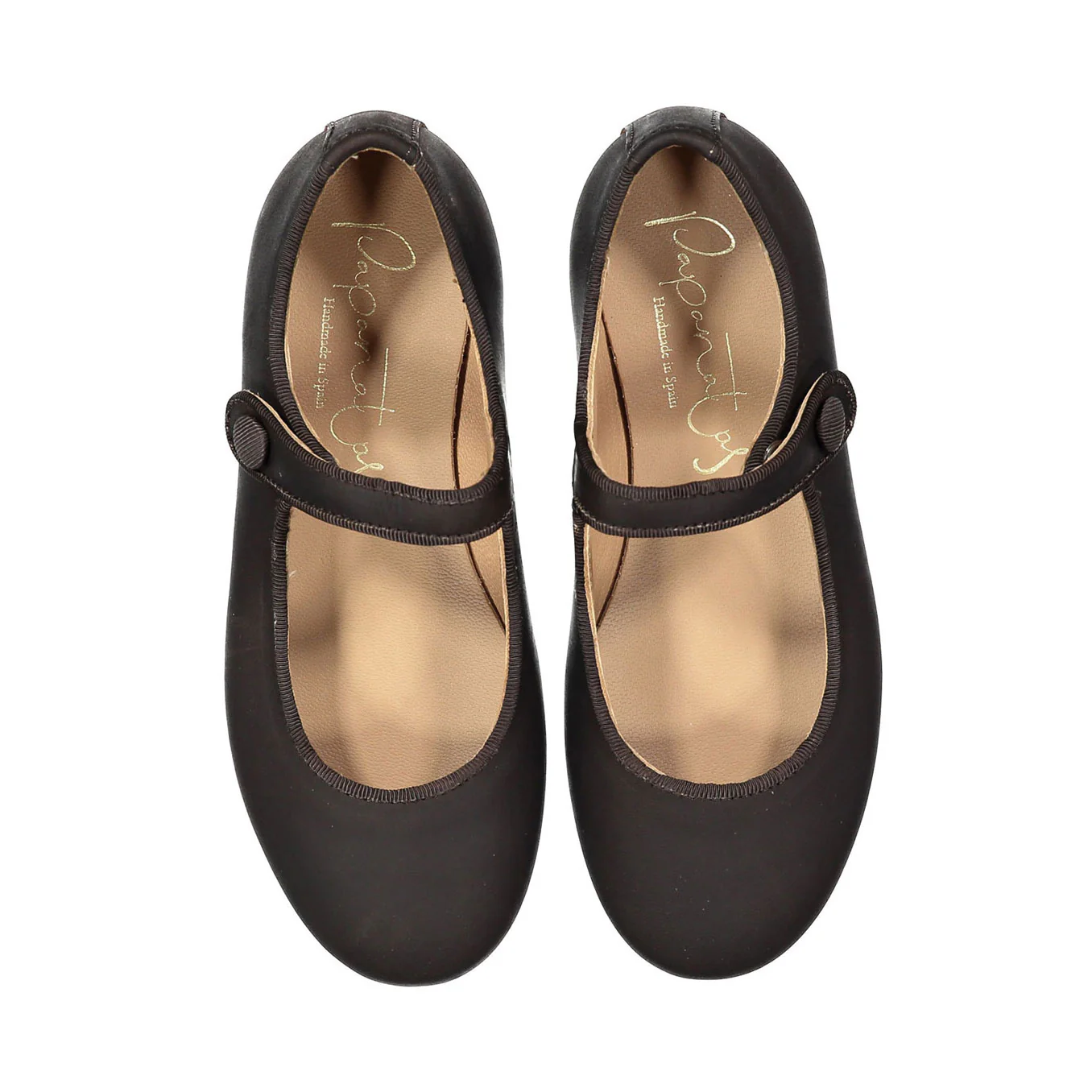 Papanatas Brown Matte Button Mary Janes