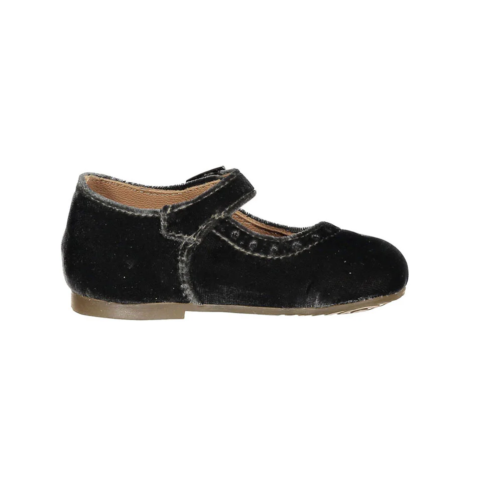 Papanatas Grey Velvet Baby Mary Janes - Image 3