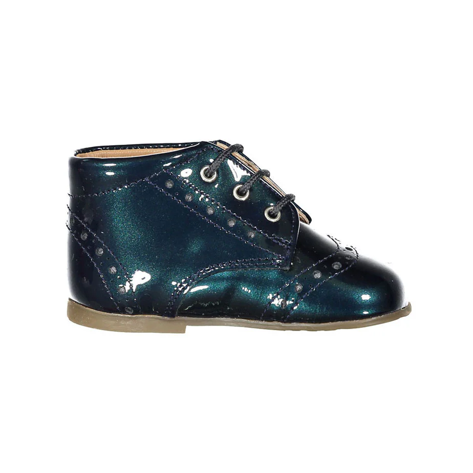 Papanatas Dark Teal Wingtip Baby Laces Shoe - Image 3