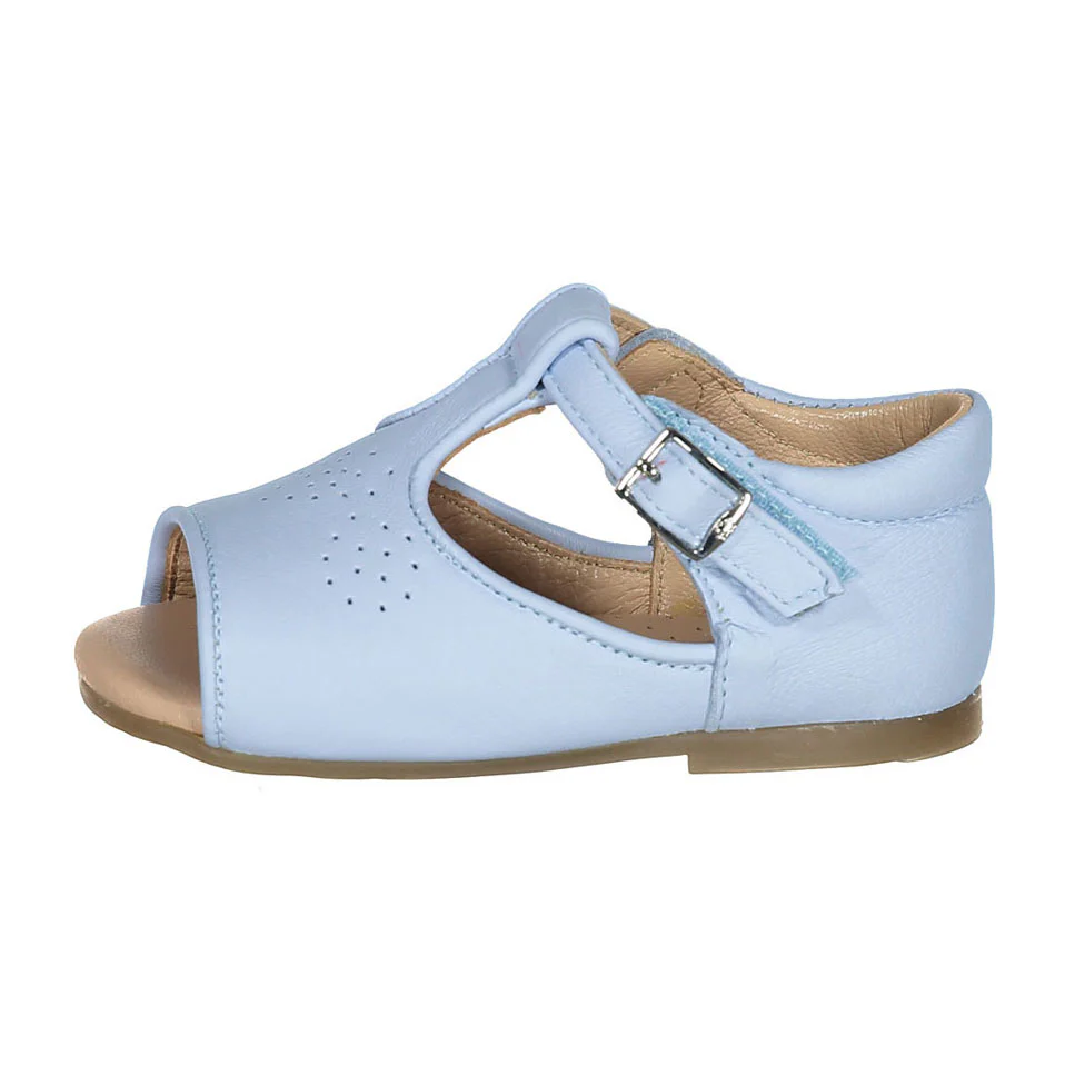 Papanatas Blue Leather Designed Open Toe Baby Sandals - Image 2