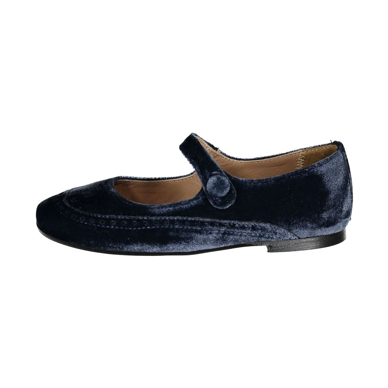 Papanatas Blue Velvet Front Eyelet Mary Janes - Image 2