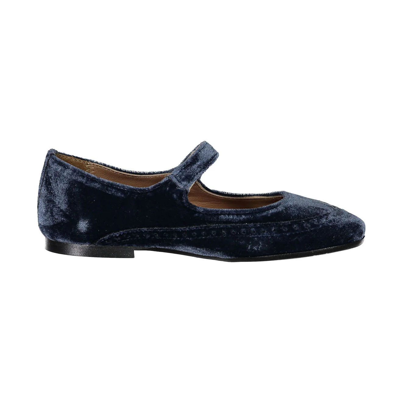 Papanatas Blue Velvet Front Eyelet Mary Janes - Image 3