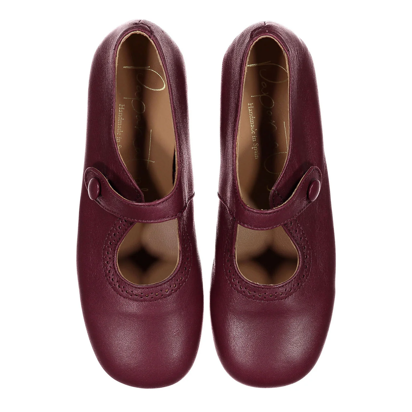 Papanatas Bordeaux Front Button Mary Janes