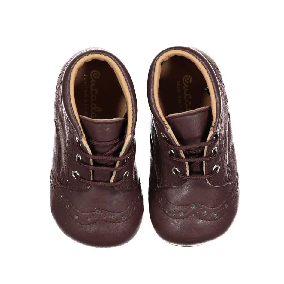 Papanatas Brown Leather Wingtip Baby Laces Shoe