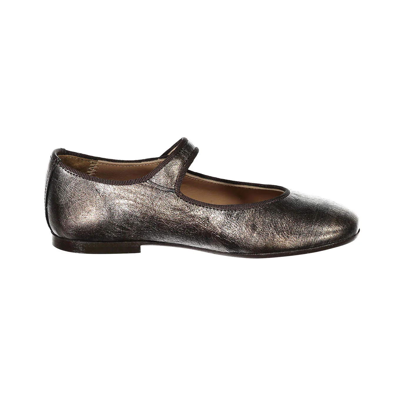 Papanatas Brown Metallic Button Mary Janes - Image 3