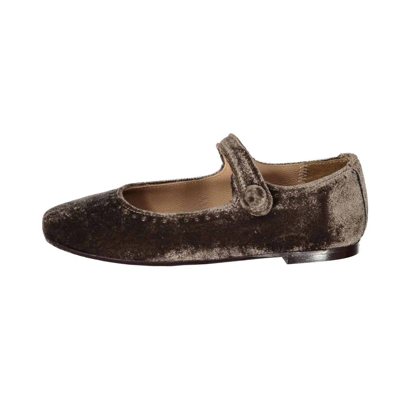 Papanatas Brown Velvet Dot Detail Mary Janes - Image 2