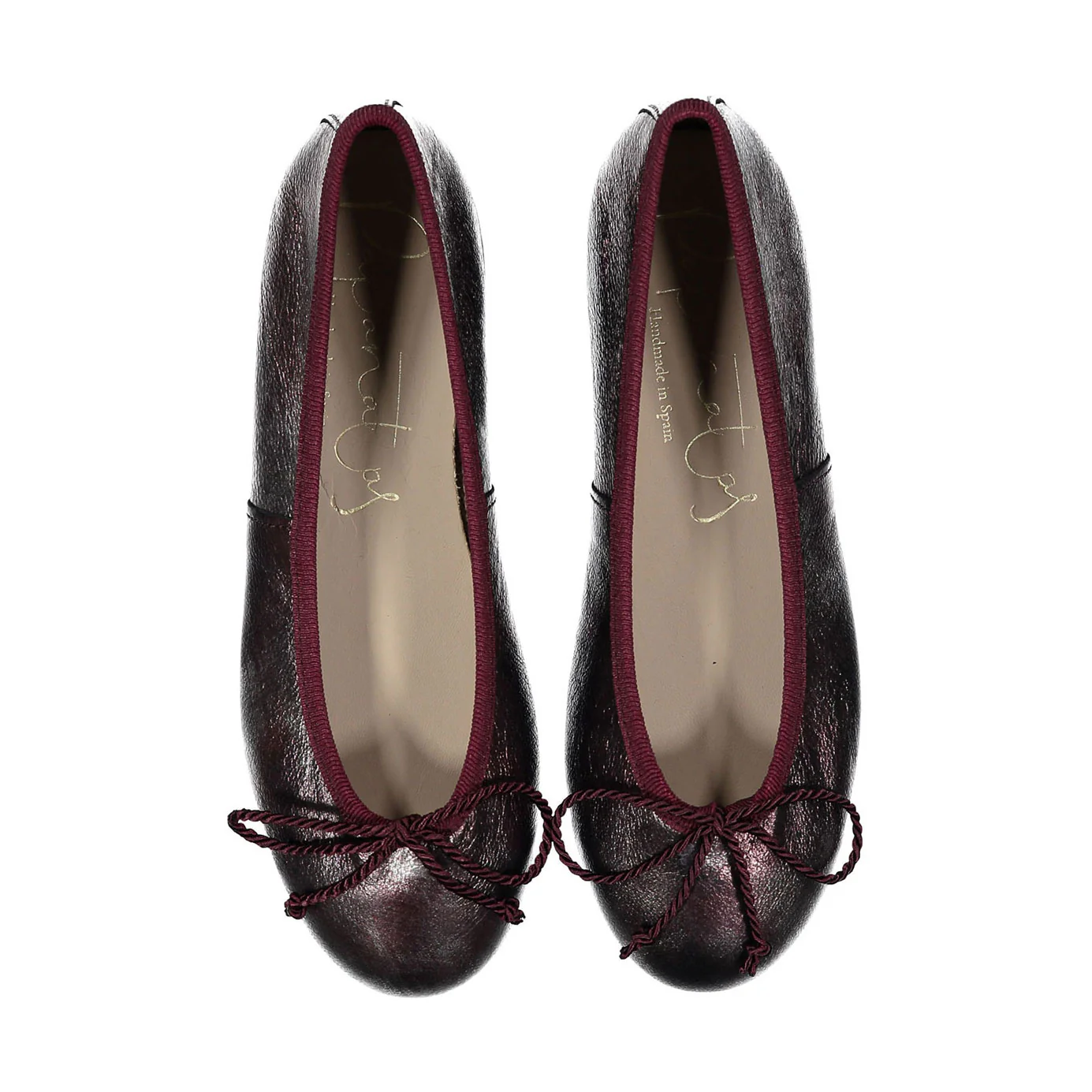 Papanatas Burgundy Metallic Leather Ballet Flat