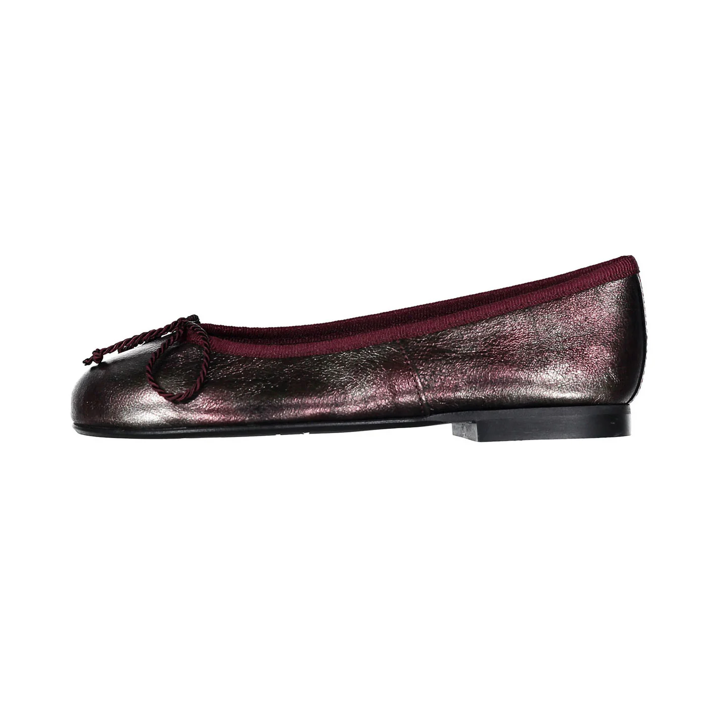 Papanatas Burgundy Metallic Leather Ballet Flat - Image 2