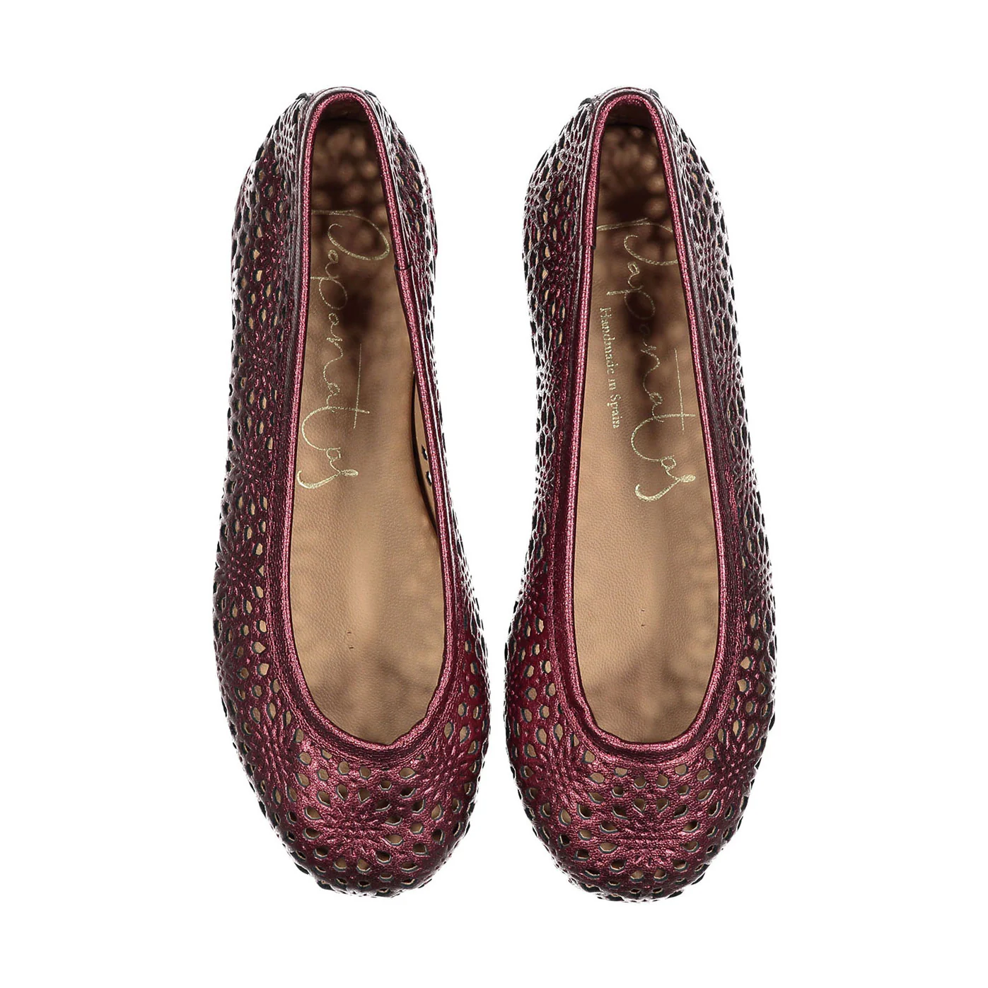Papanatas Burgundy Crochet Ballet Flat