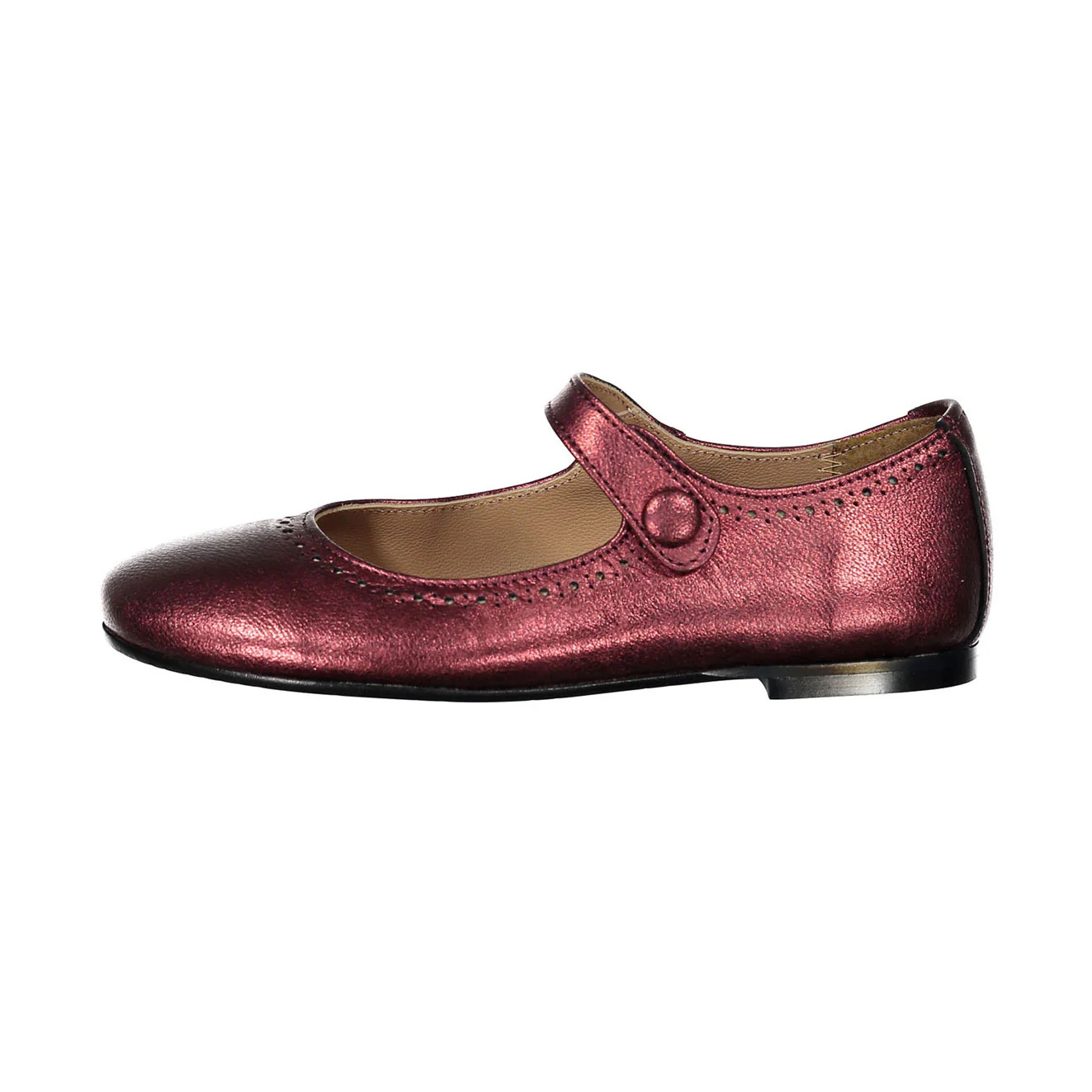Papanatas Burgundy Metallic Dot Detail Mary Janes - Image 2