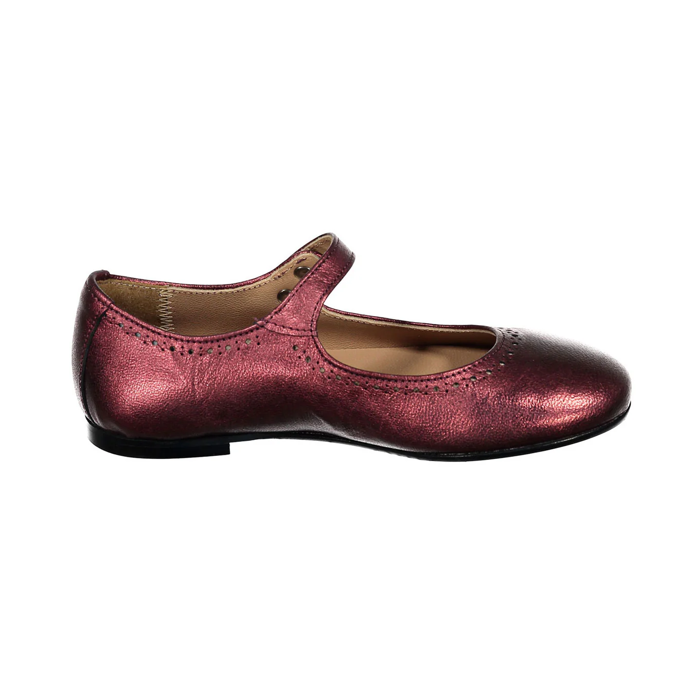 Papanatas Burgundy Metallic Dot Detail Mary Janes - Image 3